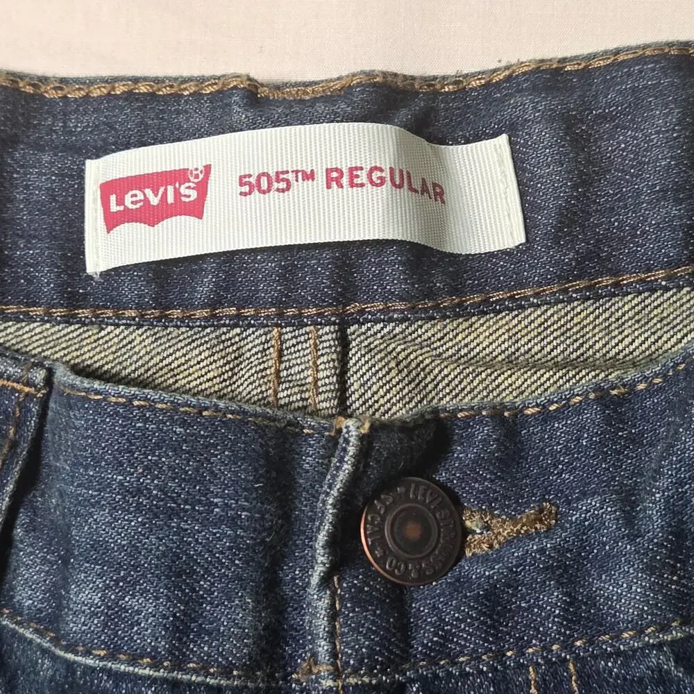 Levi's 505 Regular Fit Jeans Boys Size 12 Husky Blue Denim 32x27 Adjustable